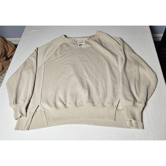 American Eagle Outfitters Tops - American Eagle Seriously Lived-In Sweatshirt Tan Beige Oversized Seam Detail XS